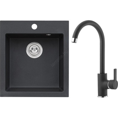 Alveus seta737 - Кухненска мивка cortina + кухненски смесител tonia гранит/черен (av0142)