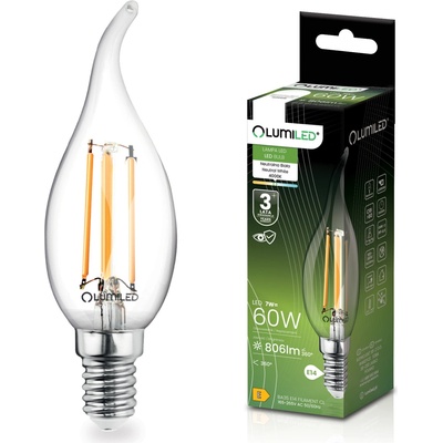 Lumiled LED žiarovka Flame BA35 E14 7W 770lm 4000K Neutrálne 360° vlákno