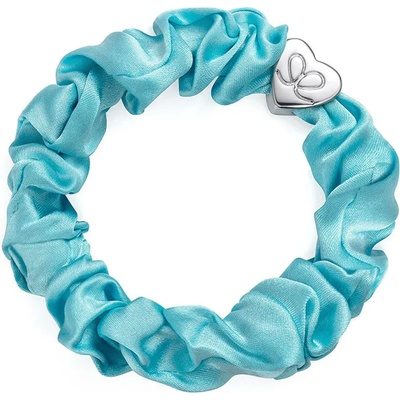 By Eloise London Silk Scrunchie Silver Heart Ластик за коса за жени цвят Turquoise