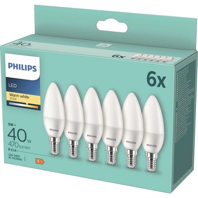 Philips Lighting 871951431344600 LED EEK2021 F A G E14 svíčkový tvar 5 W = 40 W teplá bíl