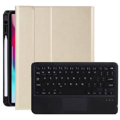 Калъф с клавиатура, тъчпад и място за Apple Pencil за iPad Air 4 (2020) / Air 5 (2022) / Pro 11" (2018-2022) - златно (46431)