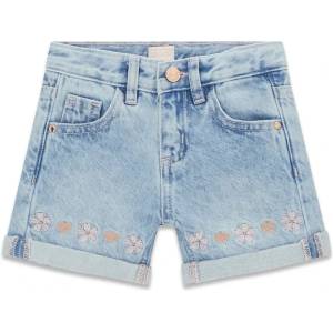 Guess Къси панталони светъл деним за мини момиче с бродирани цветя Guess