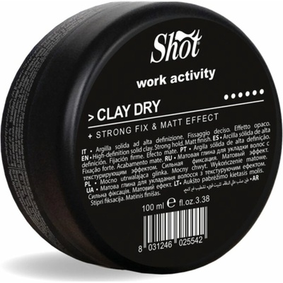 Shot Work Activity CLAY DRY - matná hlina na vlasy so silnou fixáciou, 100 ml