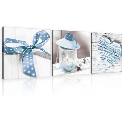 Postershop Obraz na plátně: Modré zátiší - set 3ks 25x25cm