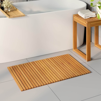 vidaXL Постелка за баня Кафяво 80 x 50 cm Солидно акациево дърво (42025252)