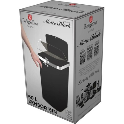 Berlingerhaus Koš odpadkový se senzorovým otvíráním 60 l Black Vantage Collection/Matte Black Collection