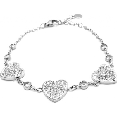 Steel Jewelry náramek krystalkové srdíčka z chirurgické oceli NR220255