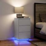 vidaXL Нощно шкафче с LED осветление бяло 38x34x65 cm (861301)
