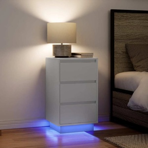vidaXL Нощно шкафче с LED осветление бяло 38x34x65 cm (861301)