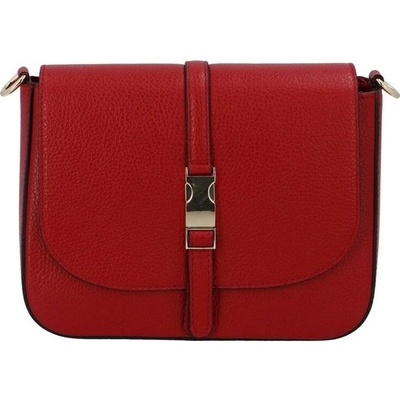 Vera Pelle stylová dámská crossbody kabelka s ozdobou MF 5710 d.red scuro červená