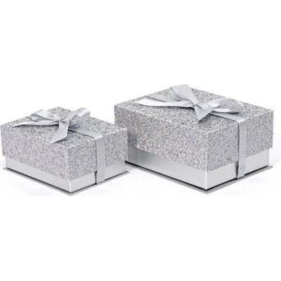 ZET servis Dárková krabička Glitter Brick, 16,5 x 12,6 x 7,6 cm, holo stříbrná