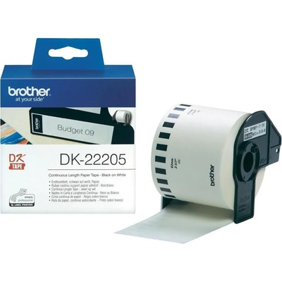 Brother DK-22205 Roll White Continuous Length Paper Tape 62mmx30.48M (Black (DK22205)