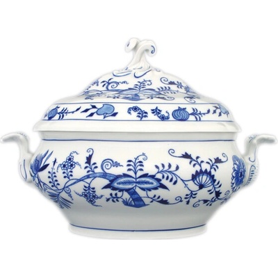 Český porcelán Dubí Mísa polévková oválná s víkem s výřezem cibulák 3 l