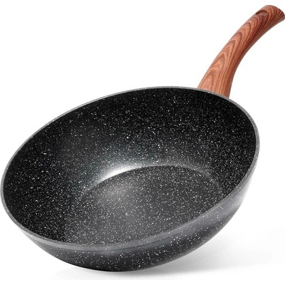 VILDE Granitový wok Black&Wood 28 cm