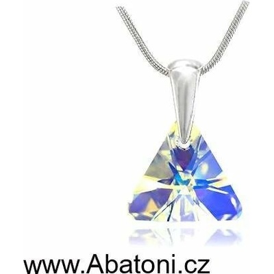 Swarovski Elements Stříbrný náhrdelník visací bílý duhový trojúhelník 39174.2 Crystal AB