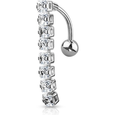 Šperky4U obrácený piercing do pupíku čiré zirkony WP0038-C