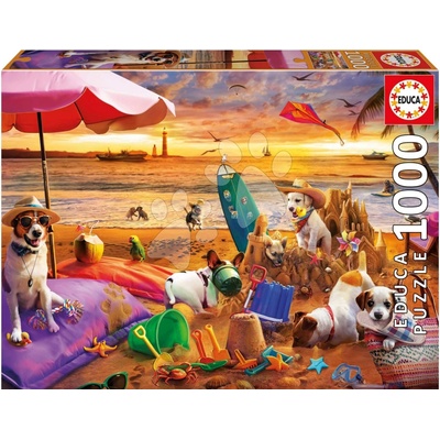Educa Dogs Playing on the Beach a Fix lepidlo 1000 dielov