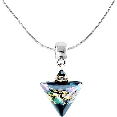 Lampglas Krásny náhrdelník night flower triangle s 24-karátovým zlatom v perle NTA3