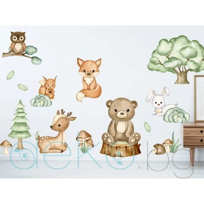 Горски животни - стикер за стена с ефект на акварелна рисунка (1615)