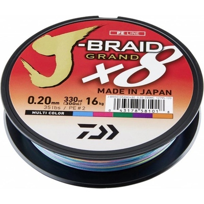 Daiwa Pletená Šňůra J-Braid Grand X8 300m 0,06mm 5,00kg Multi-Color