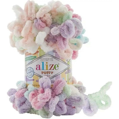 Alize příze Puffy color 6526 růžová, fialová, zelená, bílá