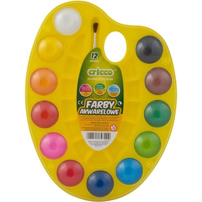 Cricco akvarelové barvy 12 barev na paletě + štětec – Zboží Dáma