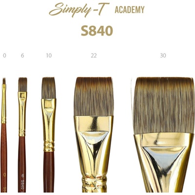 Štetec Simply-T Academy S840 - plochý, krátka rukoväť Veľkosť štetca: 2