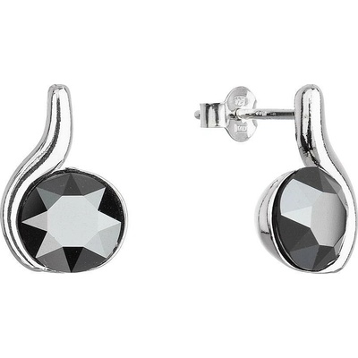 Pavona Stříbrné náušnice pecky se Swarovski krystaly černé 31313.5 hematite