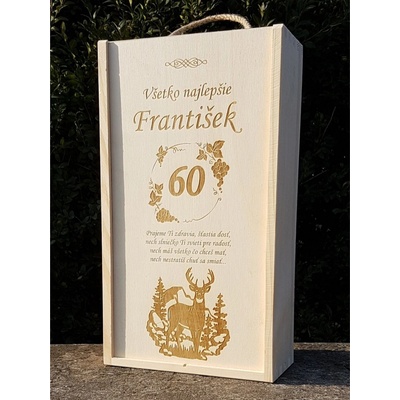 LYMFY | Dřevěná dárková krabice na víno 2x0,75l | přírodní dřevo – Zboží Dáma