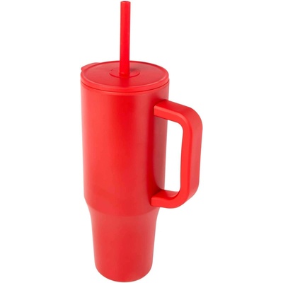 Brady termohrnček a silikónova slamka 900 ml červená