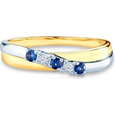 Savicki prsten dvoubarevné zlato modré safíry diamanty SAV515/szafir