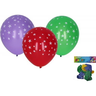 Balónek nafukovací 30cm sada potisk hvězdy