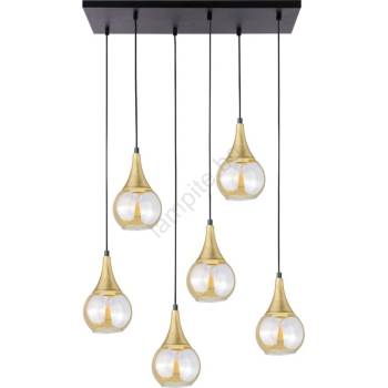 Keter Lighting Пендел LACRIMA HONEY 6xE27/60W/230V черен/златист/опушен бежов (KE0165)