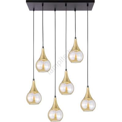 Keter Lighting Пендел LACRIMA HONEY 6xE27/60W/230V черен/златист/опушен бежов (KE0165)