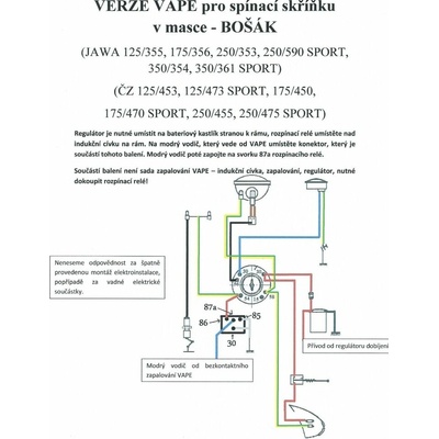 Elektroinstalace (VAPE, spínačka v masce) - JAWA-ČZ, 250/350 Kývačka
