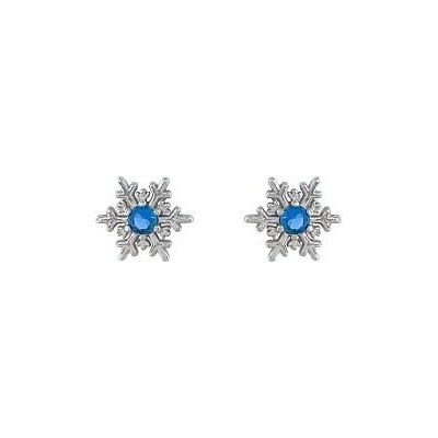 Infinitysilver stříbrné náušnice malé vločky modrý zirkon 438416MZ