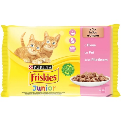 Friskies Purina Friskies Multipack Junior - за малки котенца, с пилешко месо хапки в сос 4 x 85 гр