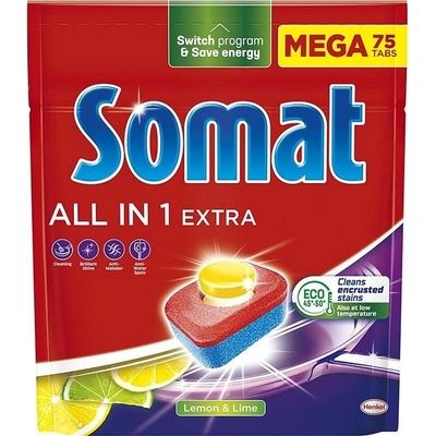 Somat All in 1 Extra Lemon & Lime tablety myčky na nádobí 75 ks 1245 g