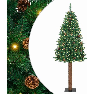 vidaXL Úzký vánoční stromeček s 300 LED diodami Zelená 210 cm