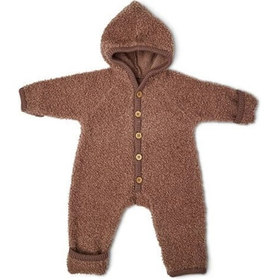 Merino overal bouclé pre deti s kapucňou a ohrňovacími nápletmi Smallstuff rose brown