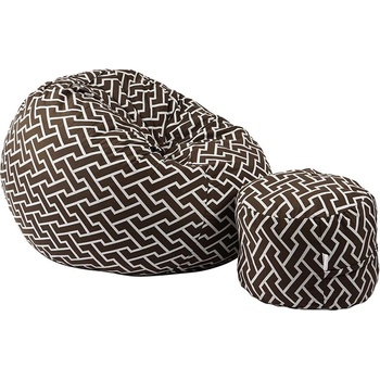 Image 1 of PUFRELAX Комплект Барбарон с табуретка за крака 500л. Matusalem, Zippity Brown, Перящ се калъф, Подходящ за деца, Пълнеж с микс от мемори пяна и дунапрен, Гама Premium (PUF-M-MO-PT-ZIB)