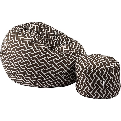 PUFRELAX Комплект Барбарон с табуретка за крака 500л. Matusalem, Zippity Brown, Перящ се калъф, Подходящ за деца, Пълнеж с микс от мемори пяна и дунапрен, Гама Premium (PUF-M-MO-PT-ZIB)