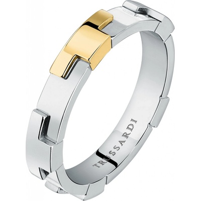 Trussardi oceľový bicolor prsteň T-Logo TJAXC72