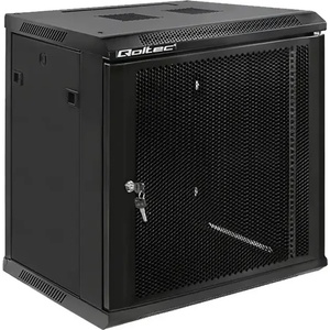  Комуникационен шкаф за стена Qoltec 19 12U (600x635), Черен | 54488 (54488)