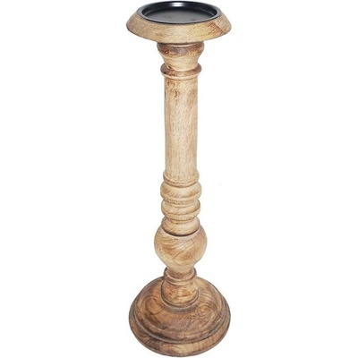 Vyřezávaný svícen Wood z mangového dřeva - 10*10*31cm - Mars & More