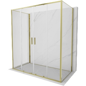 Mexen Exo-3S душ кабина 3-стенна плъзгаща се 190 x 75 см, прозрачна, златна (8152-190-075-50-00-3S)