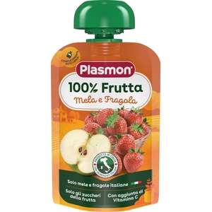 PLASMON Плодова закуска Plasmon - Ябълка с ягода, 100 g (2461) - baby