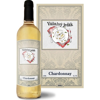 Sablio Vášnivý jedák Chardonnay biele suché víno 12 % 0,75 l (čistá fľaša)