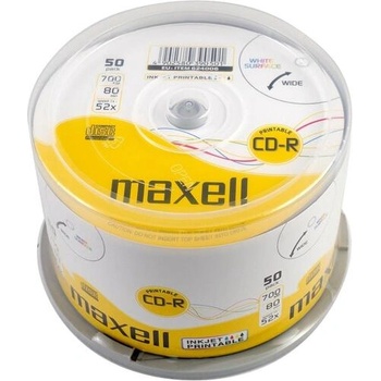 Maxell CD-R80 MAXELL 50 pk PRINTABLE 52 speed cake box (ML-DC-CDR80-50PRINT-CAKE)