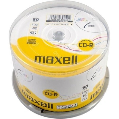 Maxell CD-R80 MAXELL 50 pk PRINTABLE 52 speed cake box (ML-DC-CDR80-50PRINT-CAKE)